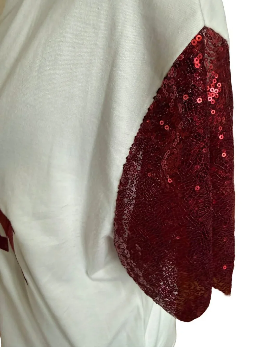 Texas A&M Women's Large White T-Shirt with Red Mesh Sequin Short Sleeves - Picture 5 of 6